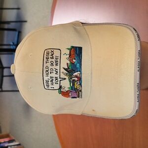Vtg Here,Hold These!I Have To Go Back For My Wife Cartoon Strapback Hat Cap